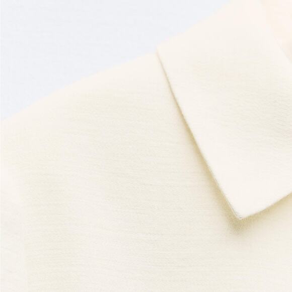 ZARA CROPPED LINEN BLEND SHOULDER PAD BLAZER - Picture 8 of 9